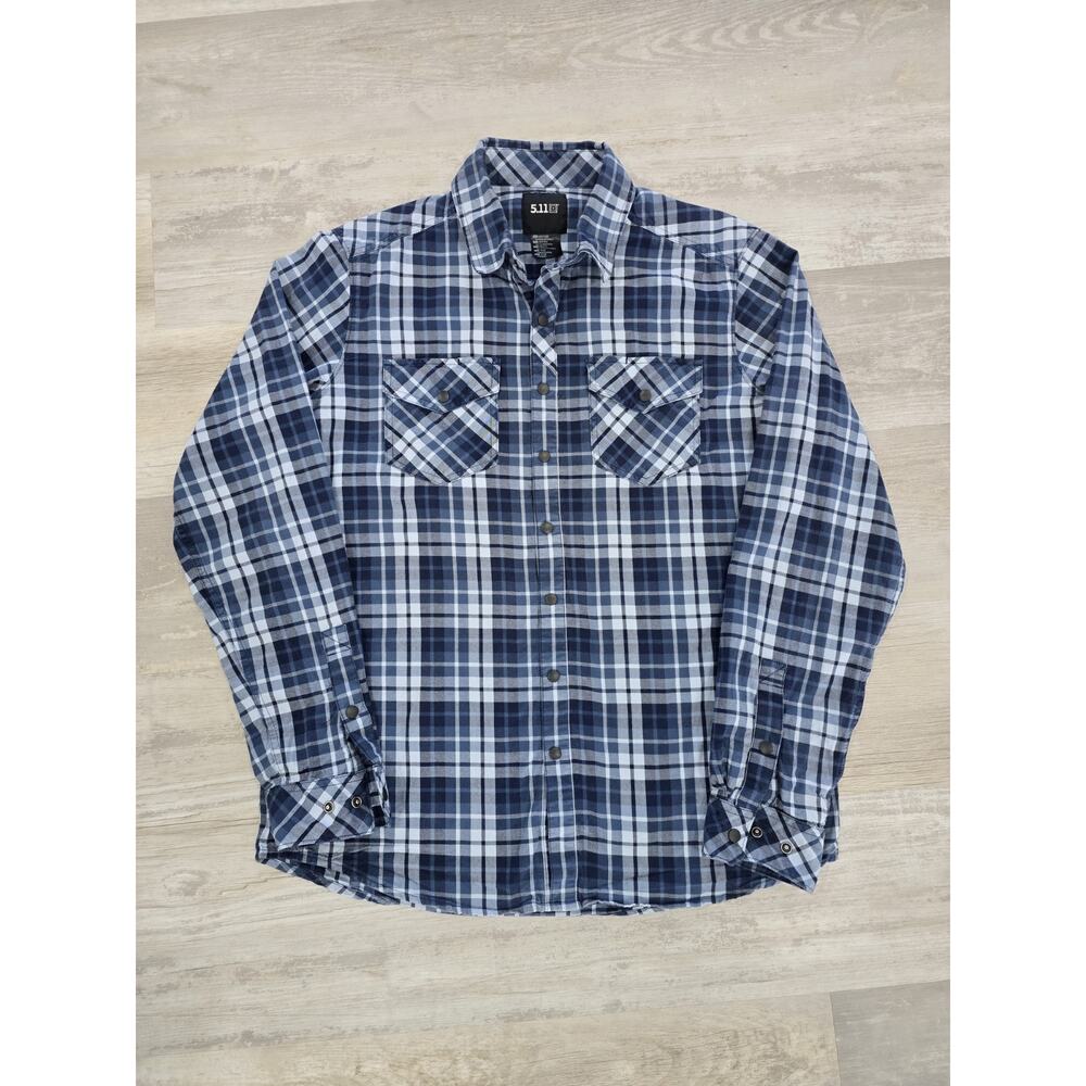 5.11 Tactical Gunner Plaid Long Sleeve Shirt Men's Medium Snap Close